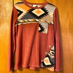 Lovely Melody- Women’s top with Aztec print. Size- small